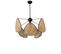 Suspension Style Vintage Avec Cannage Hella D55cm Motif Triangles Rotin Naturel Et Métal Noir