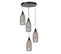 Suspension Style Industriel 4 Ampoules Grillo Abat-jour Bouteille Filaire Métal Noir