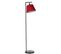 Lampadaire Moderne Simar H154cm Abat Jour Conique Bordeaux Avec Support Métal Noir