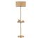 Lampadaire Genzo H160cm Abat Jour Avec Cannage Beige Et Support Métal Or Et Bois Massif Foncé