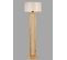 Lampadaire Design Robian H150cm Abat Jour Beige Et Support Avec Cannage Bois Clair