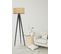 Lampadaire Design Ciol L155cm Abat Jour Avec Cannage Beige Avec Support Bois Noir