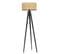 Lampadaire Design Ciol L155cm Abat Jour Avec Cannage Beige Avec Support Bois Noir