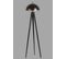 Lampadaire Design Champignon Ciol L155cm Abat Jour Métal Noir Avec Support Bois Noir