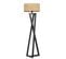 Lampadaire Design Ciol H166cm Abat Jour à Cannage Beige Avec Support Bois Noir