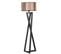 Lampadaire Design Ciol H166cm Abat Jour Effet Lambis Marron Et Ver Avec Support Bois Noir