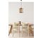 Suspension Gykati D25cm Abat Jour Avec Cannage Beige Et Bois Foncé