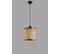 Suspension Gykati D25cm Abat Jour Avec Cannage Beige Et Bois Foncé