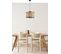 Suspension Gykati D40cm Abat Jour Avec Cannage Rotin Beige Et Bois Foncé