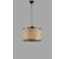 Suspension Gykati D40cm Abat Jour Avec Cannage Rotin Beige Et Bois Foncé