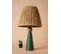 Lampe à Poser Style Contemporain Ekimo D24cm Abat Jour Tissu Brun Avec Base Céramique Effet Bois