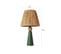 Lampe à Poser Style Contemporain Ekimo D24cm Abat Jour Tissu Brun Avec Base Céramique Effet Bois