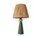 Lampe à Poser Style Contemporain Ekimo D24cm Abat Jour Tissu Brun Avec Base Céramique Effet Bois