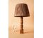 Lampe à Poser Style Vintage Hany D33cm Bois Tourné Naturel Et Tissu Marron