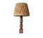 Lampe à Poser Style Vintage Hany D33cm Bois Tourné Foncé Et Tissu Brun