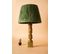 Lampe à Poser Style Vintage Hany D33cm Bois Tourné Et Tissu Vert