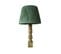 Lampe à Poser Style Vintage Hany D33cm Bois Tourné Et Tissu Vert