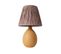 Lampe à Poser Moderne Evalia D24cm Raphia Marron Et Céramique Orange