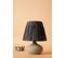 Lampe à Poser Moderne Evaly D24cm Raphia Gris Foncé Et Céramique Grège