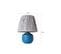 Lampe à Poser Style Contemporain Havany D20cm Abat Jour Tissu Gris Avec Base Céramique Bleu
