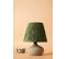 Lampe à Poser Moderne Evaly D24cm Raphia Vert Foncé Et Céramique Grège