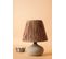 Lampe à Poser Moderne Evaly D24cm Raphia Marron Et Céramique Grège