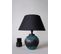 Lampe à Poser Design Donya D38cm Tissu Noir Et Céramique Turquoise Et Noir