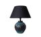 Lampe à Poser Design Donya D38cm Tissu Noir Et Céramique Turquoise Et Noir