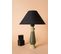 Lampe à Poser Style Contemporain Ekimo D33cm Abat Jour Tissu Noir Avec Base Céramique Vert Et Noir