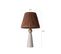 Lampe à Poser Style Contemporain Ekimo D24cm Abat Jour Tissu Marron Avec Base Céramique Effet Bois