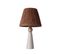 Lampe à Poser Style Contemporain Ekimo D24cm Abat Jour Tissu Marron Avec Base Céramique Effet Bois