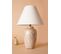 Lampe à Poser Design Meniar D35cm Tissu Blanc Et Céramique Crème Et Or