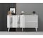 Buffet Gody L150xh80cm Blanc Et Effet Miroir Argent