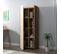 Étagère Bibliothèque à Porte Battante Maritta L60cm Bois Clair Et Beige