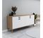 Buffet Design Minimaliste 4 Portes Horra L180cm Chêne Clair Et Blanc