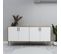 Buffet Design Minimaliste 4 Portes Horra L180cm Chêne Clair Et Blanc