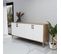 Buffet Design Minimaliste 4 Portes Horra L180cm Chêne Clair Et Blanc