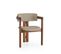 Chaise Style Vintage Moderne Vladmir Lin Taupe Et Bois Massif Foncé