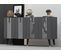 Buffet Style Art Déco Gody L150xh40cm Anthracite Et Effet Miroir Argent