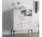 Buffet Moderne 3 Portes Rawan L100cm Effet Marbre Blanc Et Or