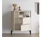 Buffet Moderne 3 Portes Rawan L100cm Effet Travertin Beige Et Noir