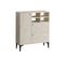 Buffet Moderne 3 Portes Rawan L100cm Effet Travertin Beige Et Noir