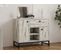 Buffet Moderne 2 Portes Et 1 Tiroir Elssa L90cm Effet Marbre Blanc Et Noir