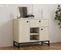 Buffet Moderne 2 Portes Et 1 Tiroir Elssa L90cm Effet Travertin Beige Et Noir