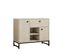 Buffet Moderne 2 Portes Et 1 Tiroir Elssa L90cm Effet Travertin Beige Et Noir