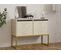 Buffet Moderne 2 Portes Zinette L90cm Effet Travertin Beige Et Or