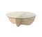 Table Basse Ronde Design Luxy D90cm Verre Transparent Et Effet Travertin Beige