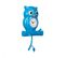 Horloge Hibou H37,5cm Bleu