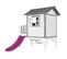 Maison Enfant Beach Lodge XL Blanc Avec Toboggan Violet   Maison De Jeux En Bois Ffc Pour Les