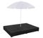 Chaise Longue D'extérieur Avec Parasol Résine Tressée Noir